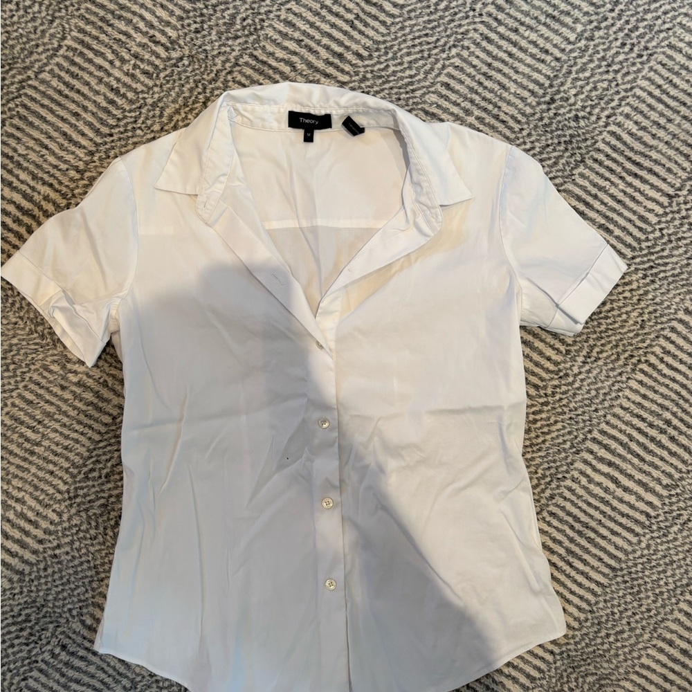 Theory White Collared Shirt